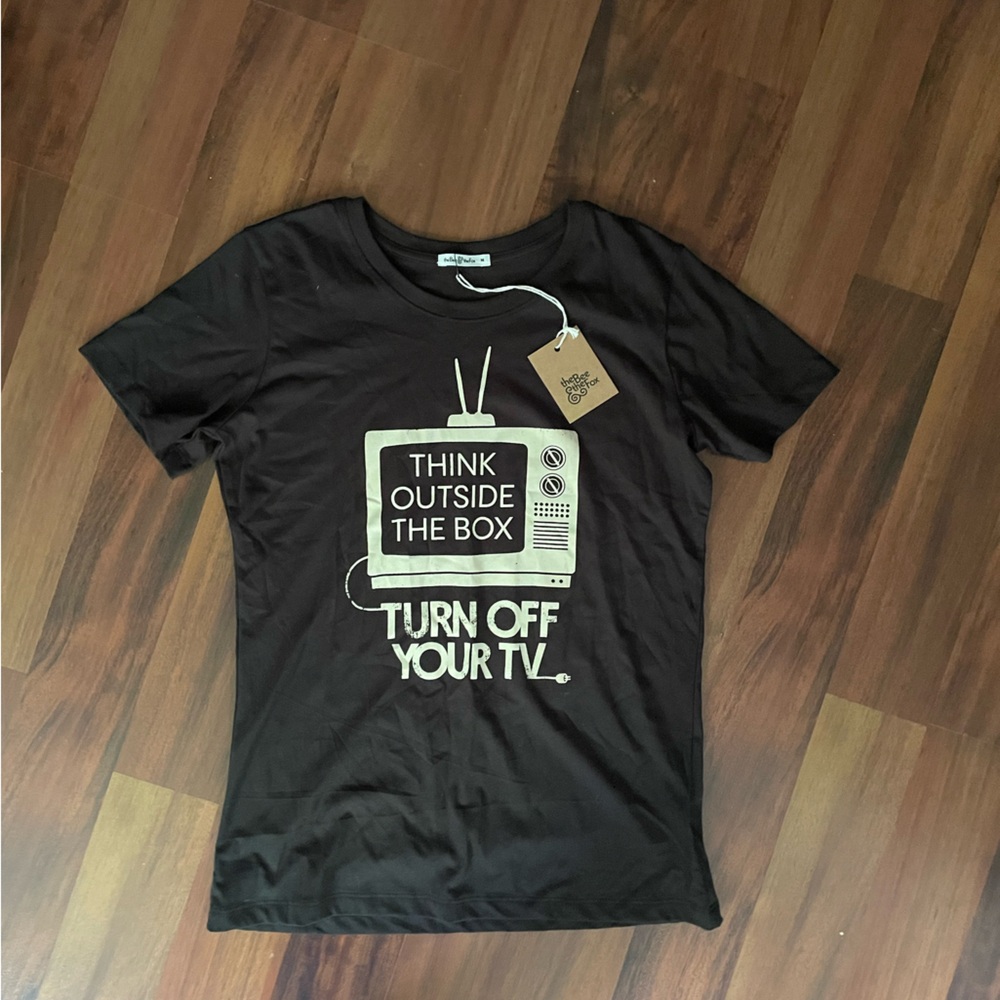 Think Outside The Box Black Graphic Tee - Unbranded Women’s Top